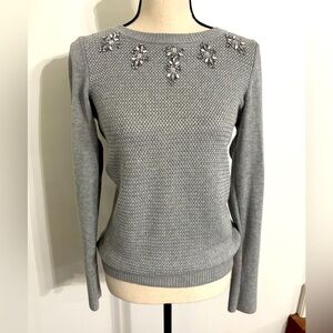 The Limited Gray Knitted sweater with jeweled neck Size Small